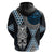 Blue Aotearoa Niho Taniwha Zip Hoodie Maori Mythology Tooth - Taniko Motifs