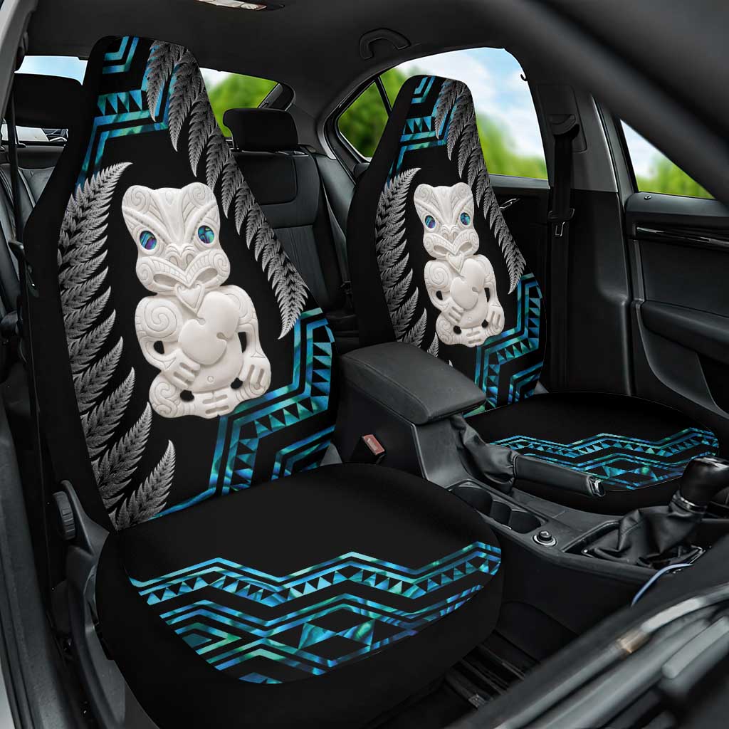 Aotearoa Taniko Paua Shell With Hei Tiki Car Seat Cover LT14 One Size Black - Polynesian Pride