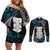 Aotearoa Taniko Paua Shell With Hei Tiki Couples Matching Off Shoulder Short Dress and Long Sleeve Button Shirt