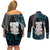 Aotearoa Taniko Paua Shell With Hei Tiki Couples Matching Off Shoulder Short Dress and Long Sleeve Button Shirt