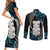 Aotearoa Taniko Paua Shell With Hei Tiki Couples Matching Short Sleeve Bodycon Dress and Long Sleeve Button Shirt