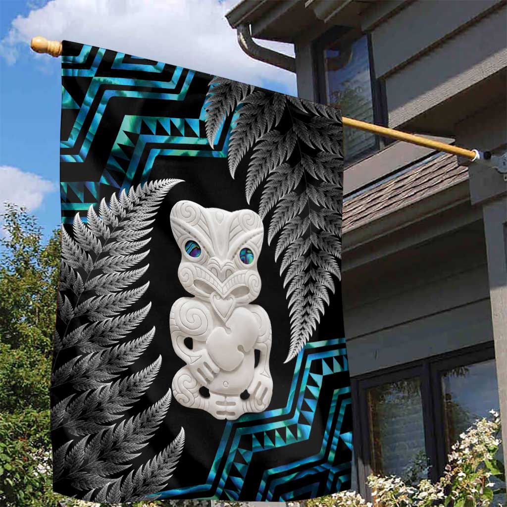 Aotearoa Taniko Paua Shell With Hei Tiki Garden Flag LT14 - Polynesian Pride