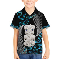 Aotearoa Taniko Paua Shell With Hei Tiki Kid Hawaiian Shirt LT14 Kid Black - Polynesian Pride