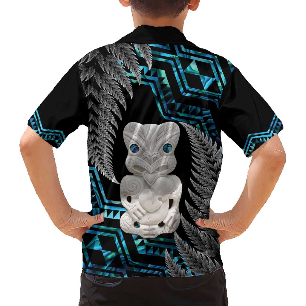 Aotearoa Taniko Paua Shell With Hei Tiki Kid Hawaiian Shirt LT14 - Polynesian Pride