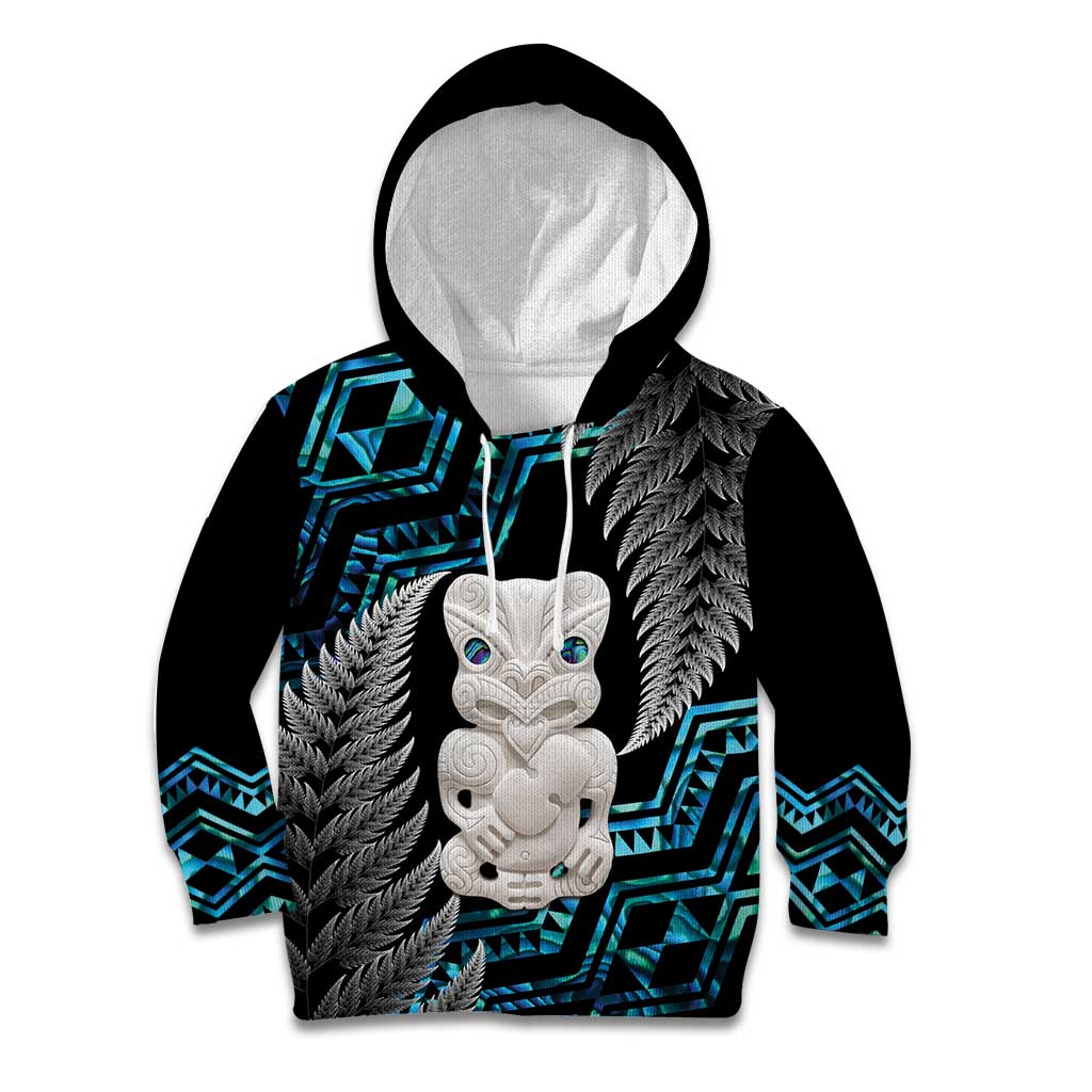 Aotearoa Taniko Paua Shell With Hei Tiki Kid Hoodie LT14 Hoodie Black - Polynesian Pride