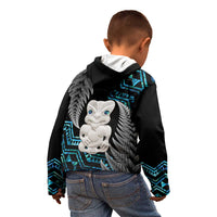 Aotearoa Taniko Paua Shell With Hei Tiki Kid Hoodie LT14 - Polynesian Pride