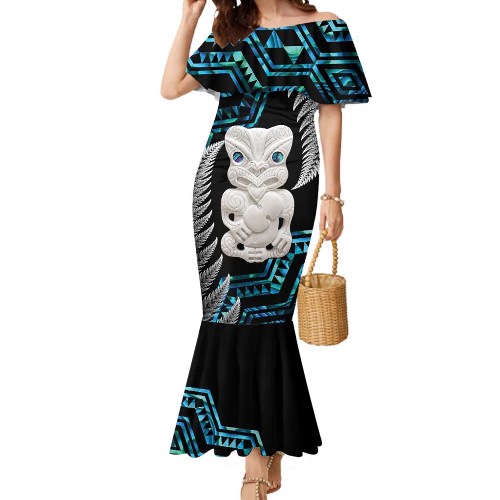Aotearoa Taniko Paua Shell With Hei Tiki Mermaid Dress LT14 Women Black - Polynesian Pride