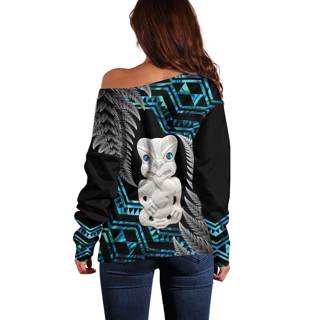 Aotearoa Taniko Paua Shell With Hei Tiki Off Shoulder Sweater LT14 - Polynesian Pride