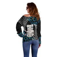 Aotearoa Taniko Paua Shell With Hei Tiki Off Shoulder Sweater LT14 - Polynesian Pride