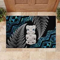 Aotearoa Taniko Paua Shell With Hei Tiki Rubber Doormat LT14 Black - Polynesian Pride