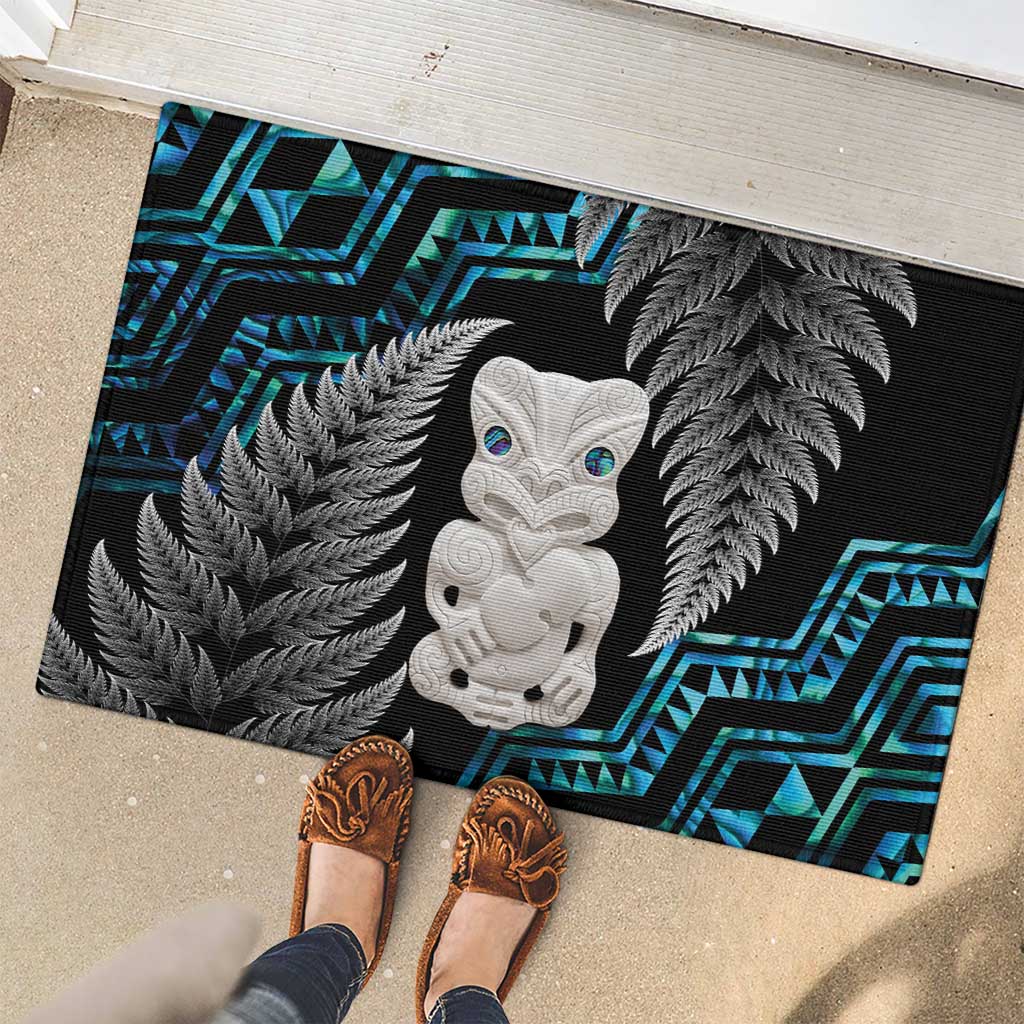 Aotearoa Taniko Paua Shell With Hei Tiki Rubber Doormat LT14 - Polynesian Pride
