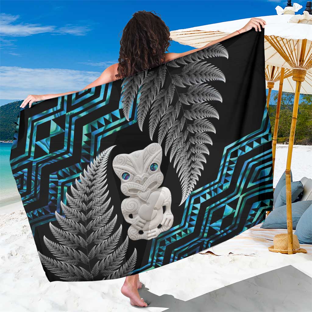 Aotearoa Taniko Paua Shell With Hei Tiki Sarong LT14 One Size 44 x 66 inches Black - Polynesian Pride
