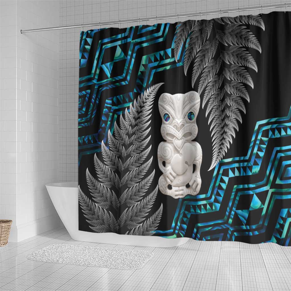 Aotearoa Taniko Paua Shell With Hei Tiki Shower Curtain LT14 - Polynesian Pride