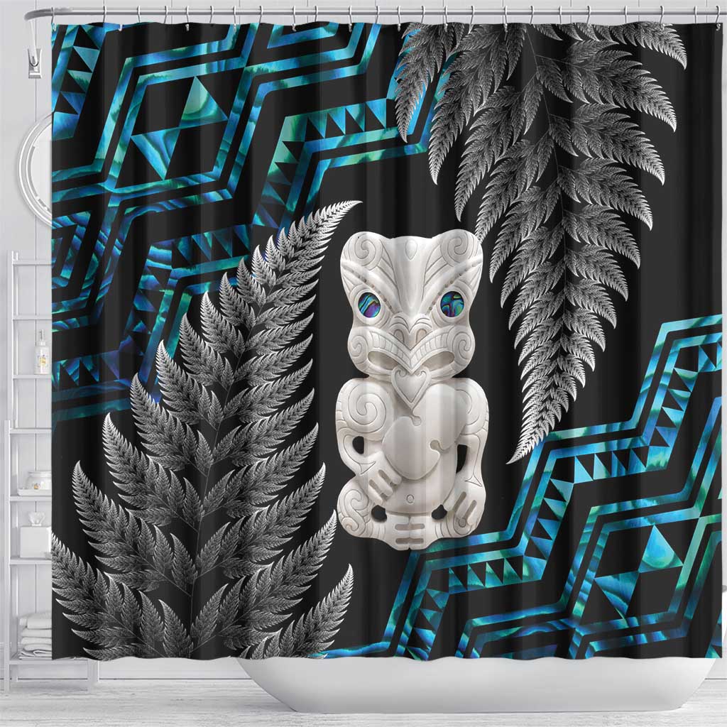 Aotearoa Taniko Paua Shell With Hei Tiki Shower Curtain LT14 - Polynesian Pride