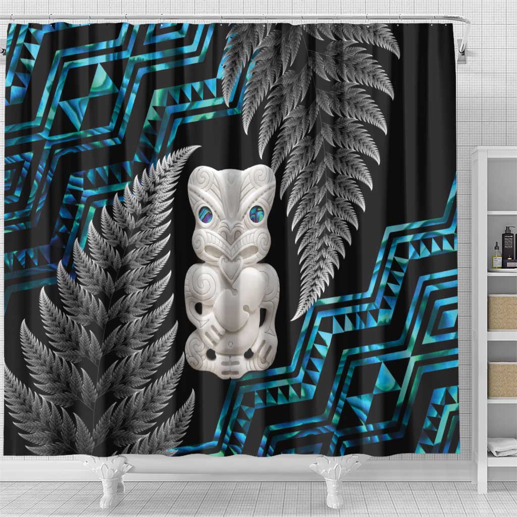 Aotearoa Taniko Paua Shell With Hei Tiki Shower Curtain LT14 - Polynesian Pride