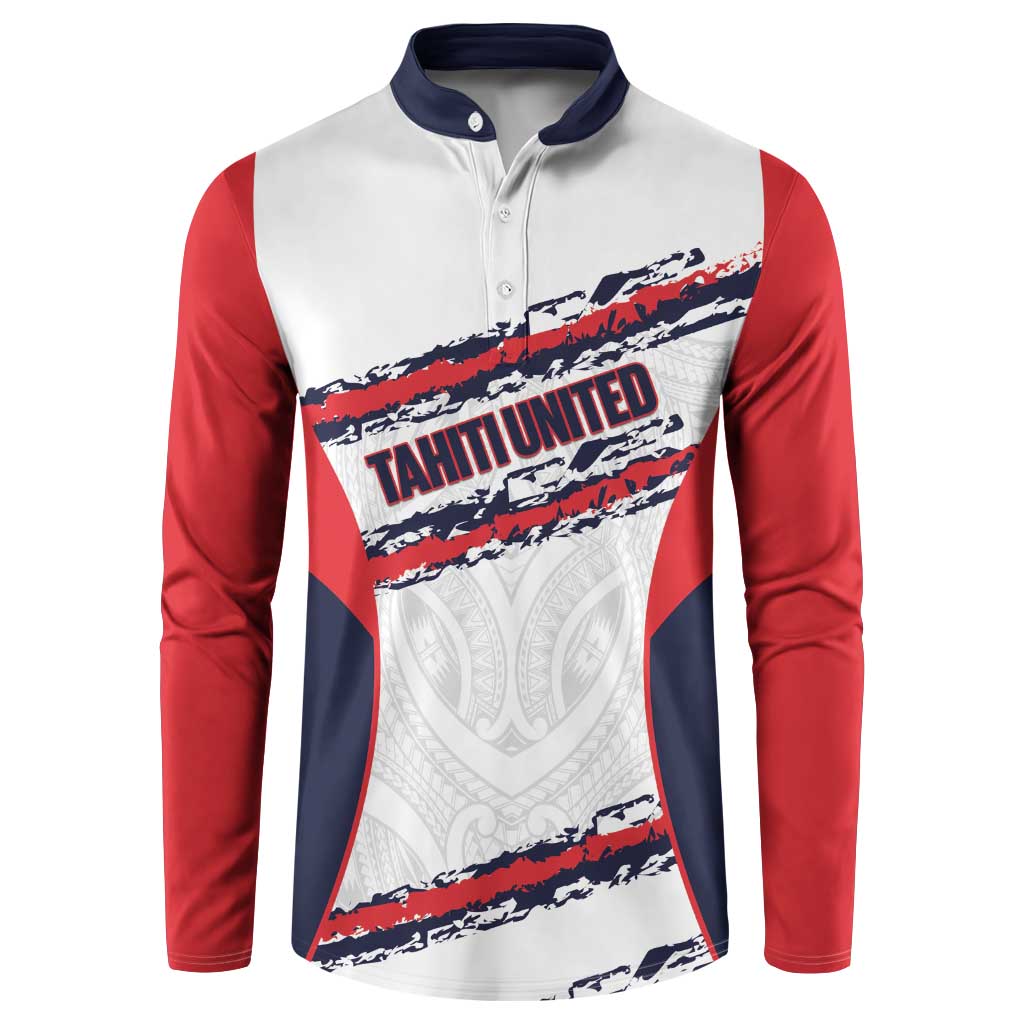 AS Venus Tahiti Football Custom Button Sweatshirt Go Champions Polynesian Pattern LT14 White - Polynesian Pride