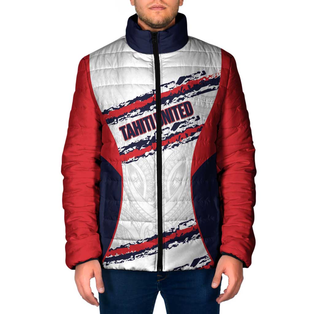 AS Venus Tahiti Football Custom Padded Jacket Go Champions Polynesian Pattern LT14 Men White - Polynesian Pride