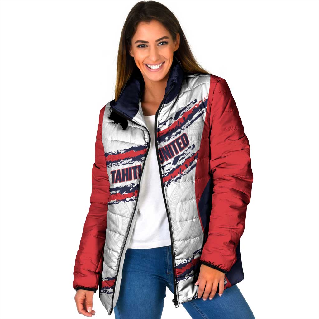 AS Venus Tahiti Football Custom Padded Jacket Go Champions Polynesian Pattern LT14 Women White - Polynesian Pride