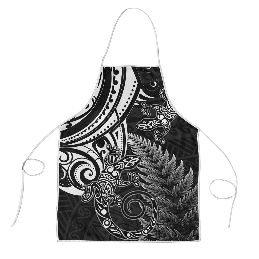 New Zealand Lizard Apron Silver Fern Aotearoa Maori LT14 Black - Polynesian Pride