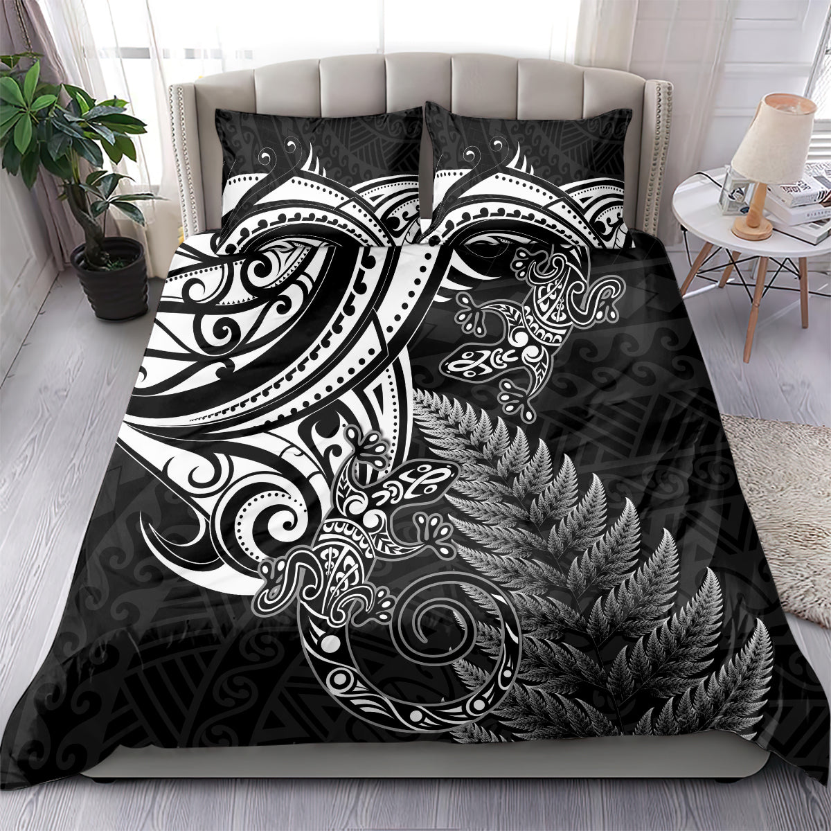 New Zealand Lizard Bedding Set Silver Fern Aotearoa Maori LT14 - Polynesian Pride