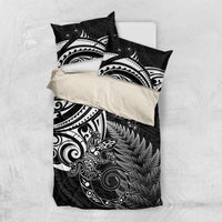 New Zealand Lizard Bedding Set Silver Fern Aotearoa Maori LT14 US Twin 172cm x 218cm Black - Polynesian Pride