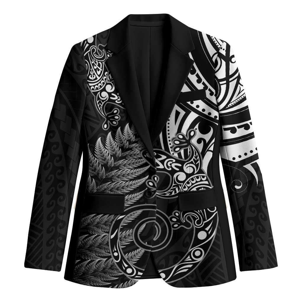 New Zealand Lizard Blazer Silver Fern Aotearoa Maori LT14 Unisex Black - Polynesian Pride
