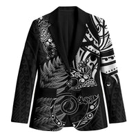 New Zealand Lizard Blazer Silver Fern Aotearoa Maori LT14 Unisex Black - Polynesian Pride