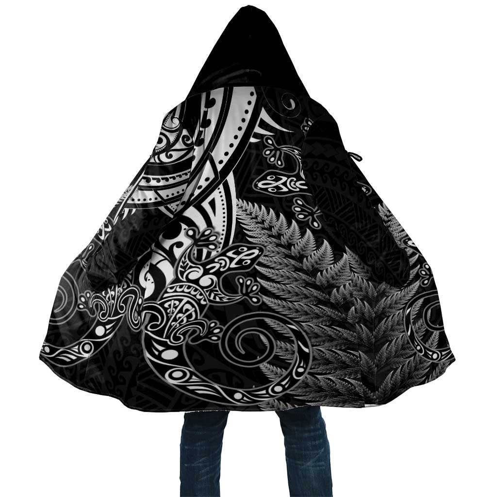 New Zealand Lizard Cloak Silver Fern Aotearoa Maori LT14 Unisex Black - Polynesian Pride