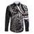 New Zealand Lizard Family Matching Long Sleeve Bodycon Dress and Hawaiian Shirt Silver Fern Aotearoa Maori LT14 Dad's Shirt - Long Sleeve Black - Polynesian Pride