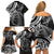 New Zealand Lizard Family Matching Off Shoulder Short Dress and Hawaiian Shirt Silver Fern Aotearoa Maori LT14 - Polynesian Pride