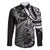 New Zealand Lizard Family Matching Puletasi and Hawaiian Shirt Silver Fern Aotearoa Maori LT14 Dad's Shirt - Long Sleeve Black - Polynesian Pride