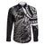 New Zealand Lizard Family Matching Short Sleeve Bodycon Dress and Hawaiian Shirt Silver Fern Aotearoa Maori LT14 Dad's Shirt - Long Sleeve Black - Polynesian Pride