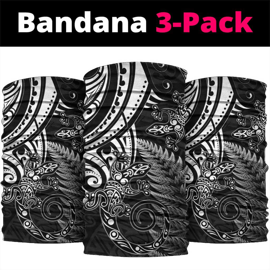 New Zealand Lizard Neck Gaiter Silver Fern Aotearoa Maori LT14 package One Size: 25*50cm Black - Polynesian Pride