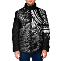 New Zealand Lizard Padded Jacket Silver Fern Aotearoa Maori LT14 Men Black - Polynesian Pride