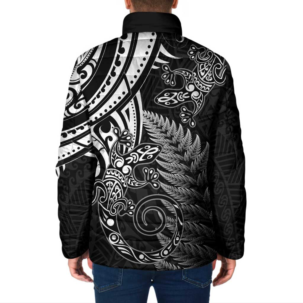 New Zealand Lizard Padded Jacket Silver Fern Aotearoa Maori LT14 - Polynesian Pride