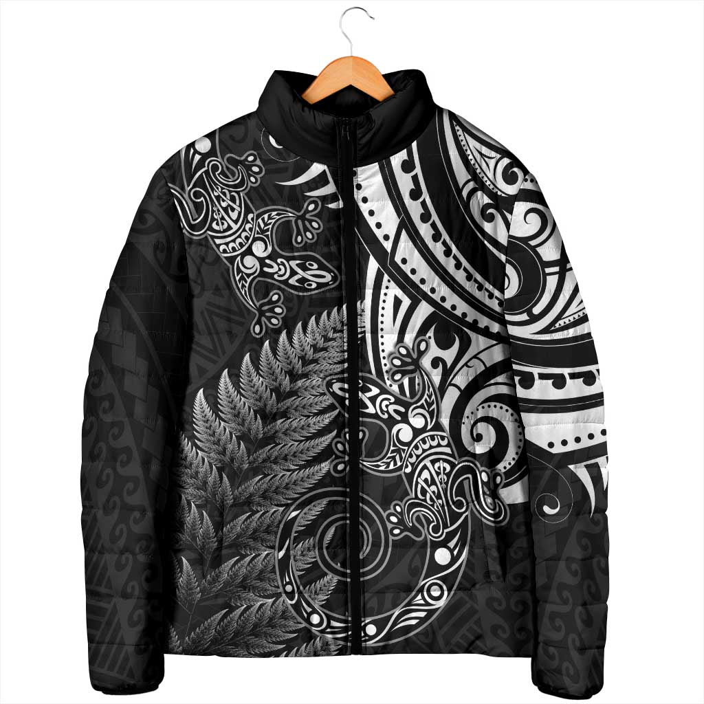 New Zealand Lizard Padded Jacket Silver Fern Aotearoa Maori LT14 - Polynesian Pride