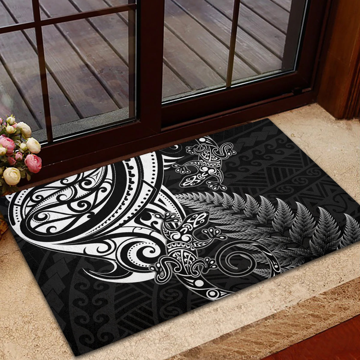 New Zealand Lizard Rubber Doormat Silver Fern Aotearoa Maori LT14 - Polynesian Pride