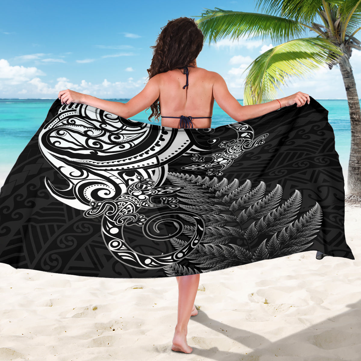 New Zealand Lizard Sarong Silver Fern Aotearoa Maori LT14 - Polynesian Pride