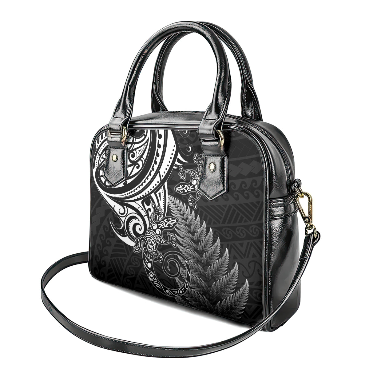 New Zealand Lizard Shoulder Handbag Silver Fern Aotearoa Maori LT14 - Polynesian Pride