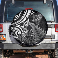 New Zealand Lizard Spare Tire Cover Silver Fern Aotearoa Maori LT14 Black - Polynesian Pride