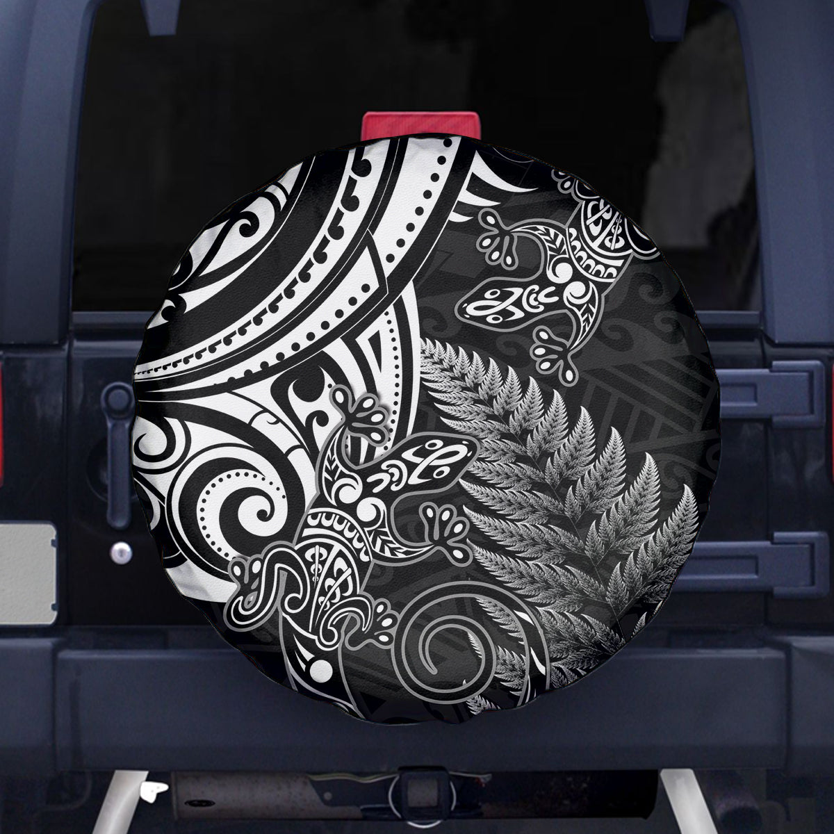 New Zealand Lizard Spare Tire Cover Silver Fern Aotearoa Maori LT14 - Polynesian Pride