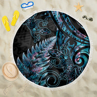 New Zealand Lizard Beach Blanket Silver Fern Aotearoa Maori With Paua Shell LT14 One Size 150cm Turquoise - Polynesian Pride