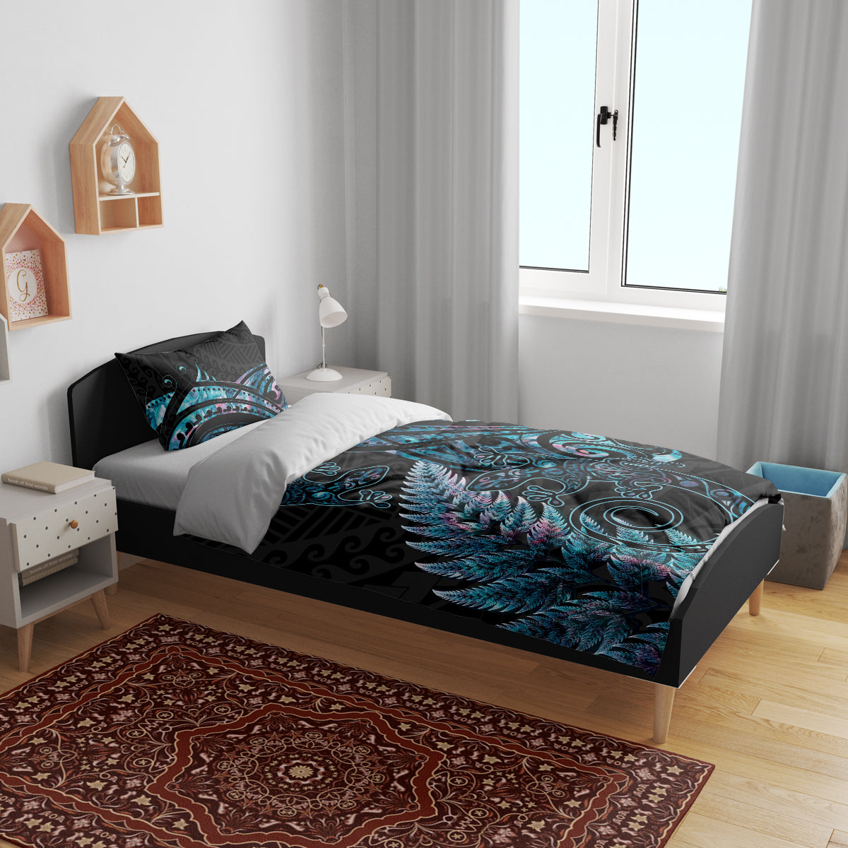 New Zealand Lizard Bedding Set Silver Fern Aotearoa Maori With Paua Shell LT14 - Polynesian Pride