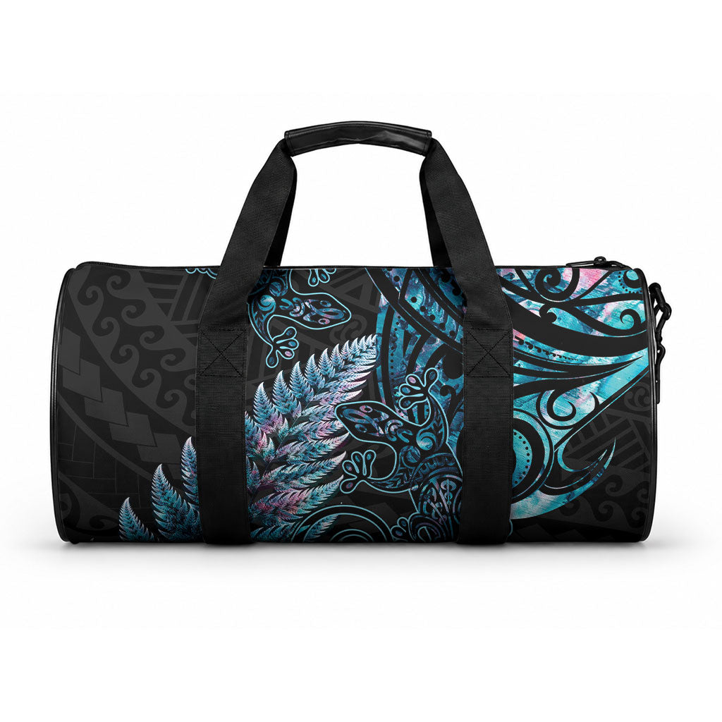 New Zealand Lizard Duffle Bag Silver Fern Aotearoa Maori With Paua Shell LT14 One size Turquoise - Polynesian Pride