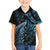 New Zealand Lizard Family Matching Off Shoulder Short Dress and Hawaiian Shirt Silver Fern Aotearoa Maori With Paua Shell LT14 Son's Shirt Turquoise - Polynesian Pride