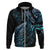 New Zealand Lizard Hoodie Silver Fern Aotearoa Maori With Paua Shell LT14 Zip Hoodie Turquoise - Polynesian Pride