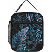 New Zealand Lizard Lunch Bag Silver Fern Aotearoa Maori With Paua Shell LT14 10.2 × 8.3 × 4.3 inch Turquoise - Polynesian Pride