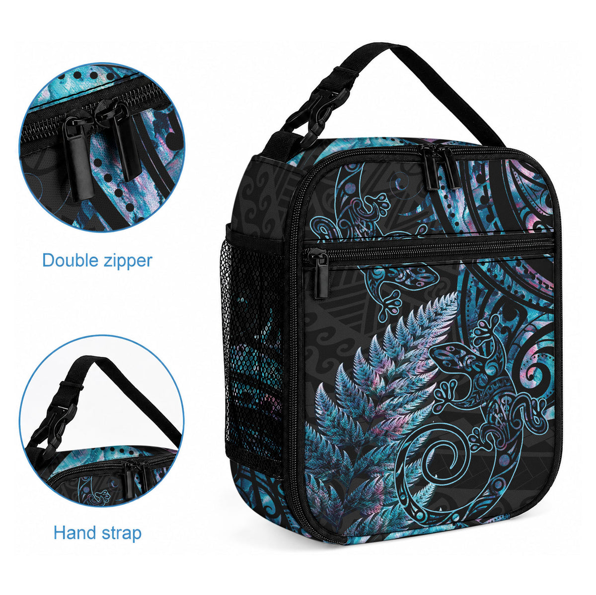 New Zealand Lizard Lunch Bag Silver Fern Aotearoa Maori With Paua Shell LT14 - Polynesian Pride