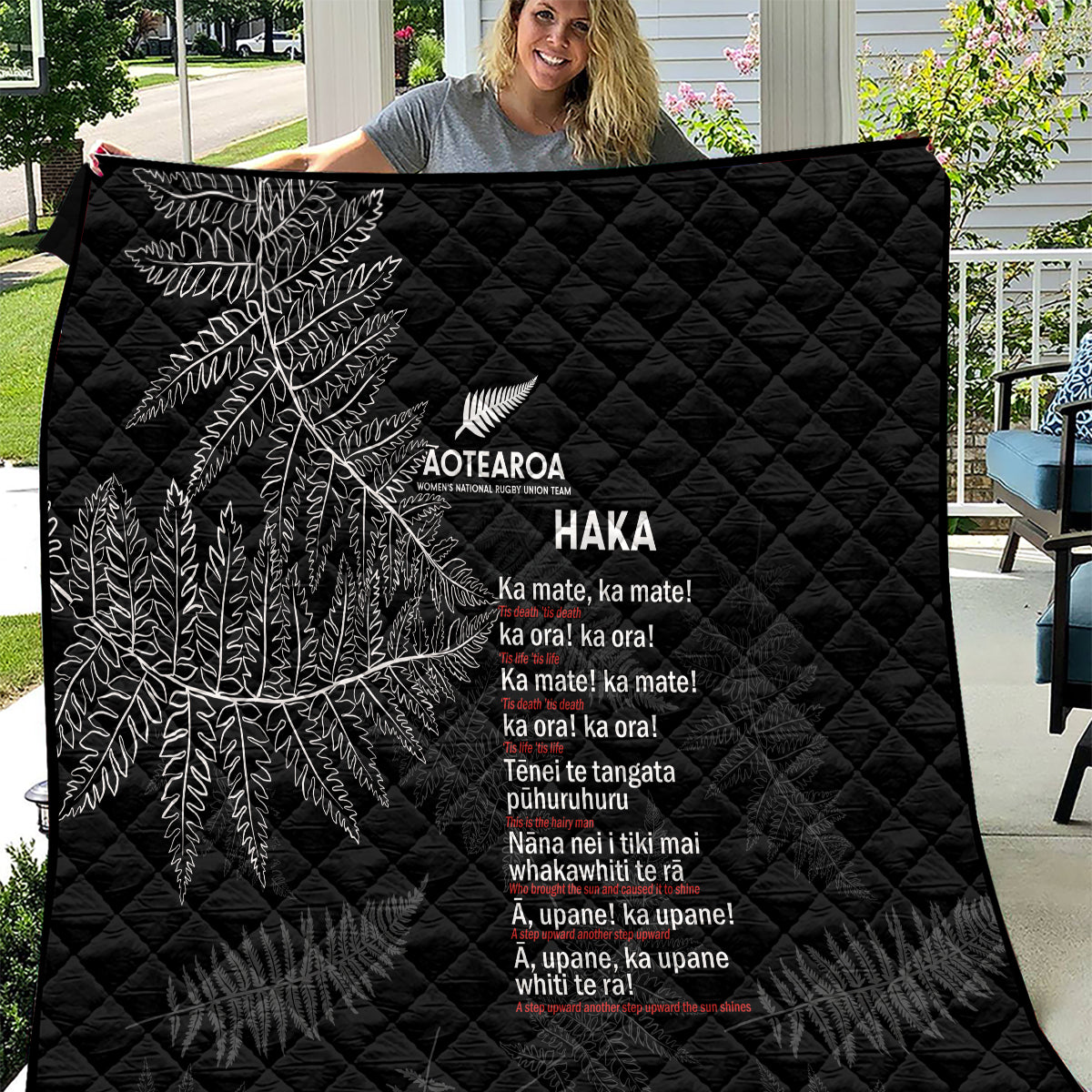 Custom New Zealand Haka Rugby Quilt 2024 Pacific Go Black Silver Fern