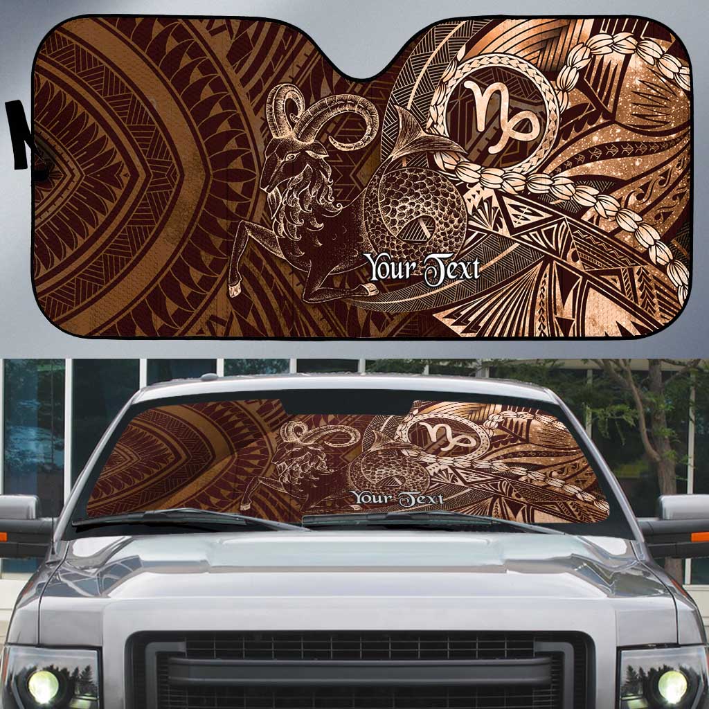 Personalised Polynesia Zodiac Capricorn Auto Sun Shade Galaxy Polynesian Pattern Chest Tattoo Style LT14 Brown - Polynesian Pride